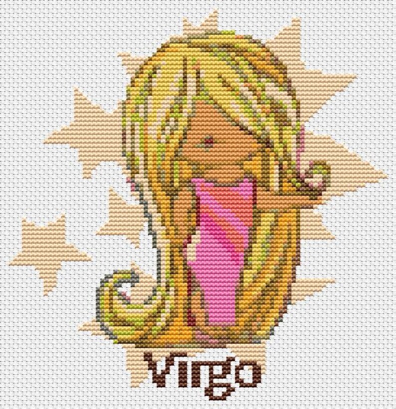 Virgo Cross Stitch Pattern, Horoscope, Astrology, Zodiac Series image 2