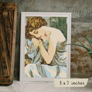 Night Mini Cross Stitch Pattern, Alphonse Mucha, Art Embroidery