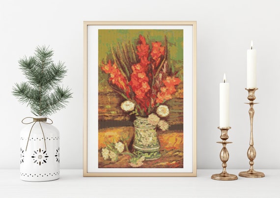 Still Life Vase with Red Gladioli Set of 6 Van Gogh Note Cards