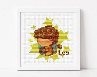 Modèle de point de croix Lion, Horoscope, Astrologie, Série Zodiaque