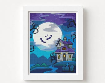 Patrón de punto de cruz para la víspera de Todos los Santos Bordado de Halloween