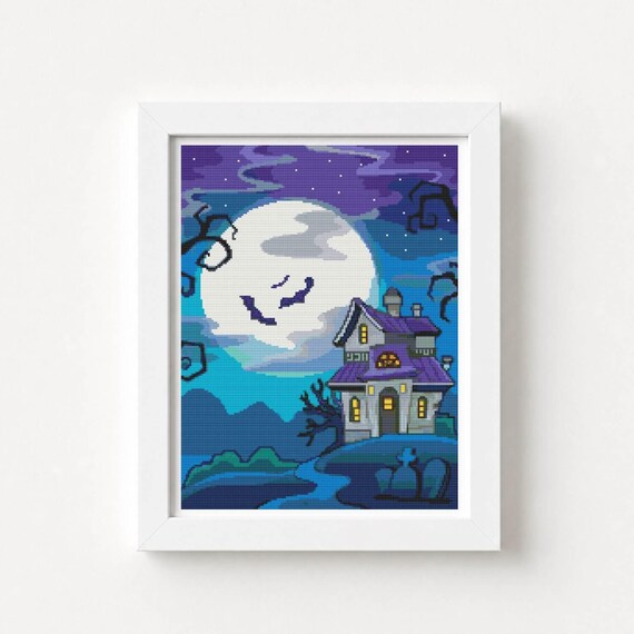 All Hallow's Eve Cross Stitch Pattern Halloween Embroidery