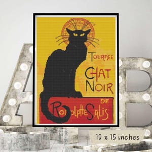 Kit de punto de cruz "El Gato Negro", Le Chat Noir, Théophile Steinlen, Póster bordado de animales