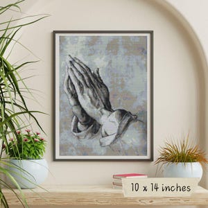 Praying Hands Cross Stitch Pattern, Albrecht Durer, Religious Embroidery