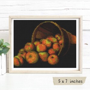 Basket of Apples Mini Cross Stitch Pattern, Levi Wells Prentice, Food Embroidery