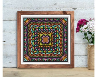 FULL KIT Harmony Cross Stitch Kit, Mandala Embroidery Kit