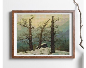 FULL KIT Dolmen in Snow Cross Stitch Kit, Landscape Embroidery Kit, Caspar David Friedrich