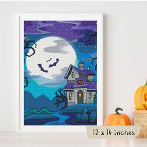 All Hallow&#39;s Eve Cross Stitch Pattern, Halloween Embroidery