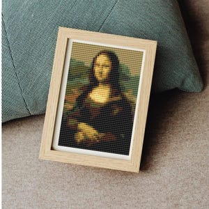 Mona Lisa Cross Stitch Miniature Pattern by Leonardo da Vinci, Small Renaissance Portrait Chart, Classic Museum Art Embroidery PDF