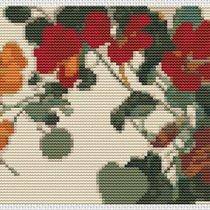 PATTERN PDF Nasturtium Cross Stitch Pattern, Floral Embroidery Chart PDF, Tanigami Konan image 3