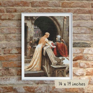 God Speed Cross Stitch Pattern, Edmund Blair Leighton, Medieval Embroidery