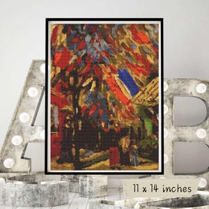 Le 14 juillet à Paris, motif point de croix, Vincent van Gogh, broderie abstraite
