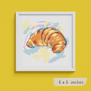 Croissant Cross Stitch Kit, Kitchen Series, Food Embroidery