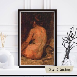 Female Nude from Back Cross Stitch Pattern PDF, Pablo Picasso, Modern Art, Abstract Embroidery