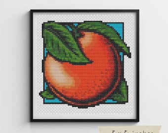 Orange Cross Stitch Pattern, Garden Series, Food Embroidery