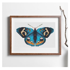 PATTERN PDF The Blue Butterfly Cross Stitch Pattern, Embroidery Chart PDF