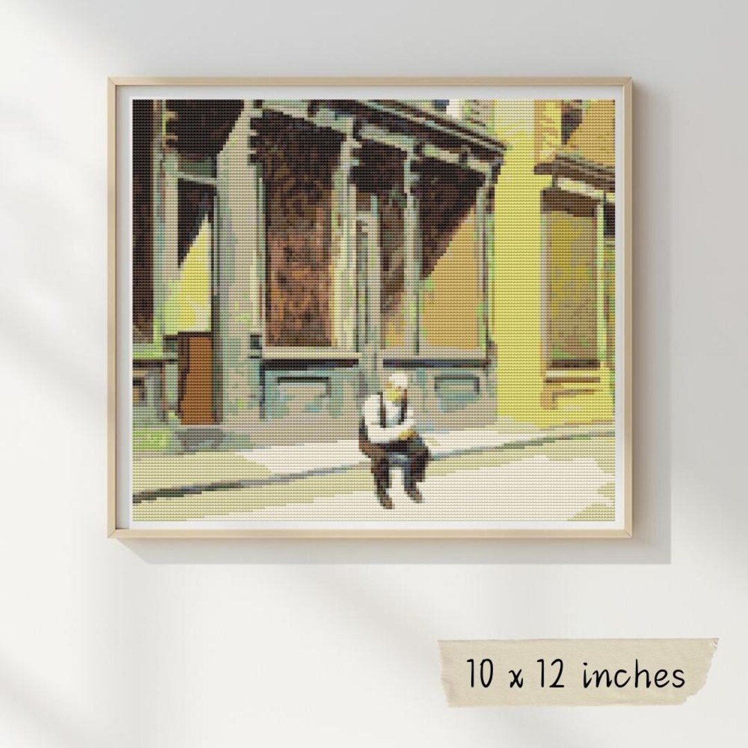 Sunday Counted Cross Stitch Kit, Edward Hopper, Urban Scene