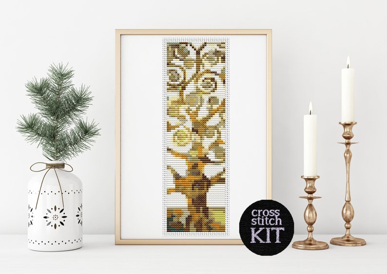 Tree of Life Cross Stitch Kit Gustav Klimt Abstract Cross Etsy
