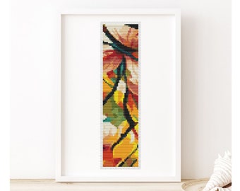 PATTERN PDF Petals I Bookmark Cross Stitch Pattern, Abstract Embroidery Chart PDF