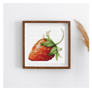 Beginner DIY Strawberry Cross Stitch Pattern, Fruit Embroidery Chart PDF, Fruit Series