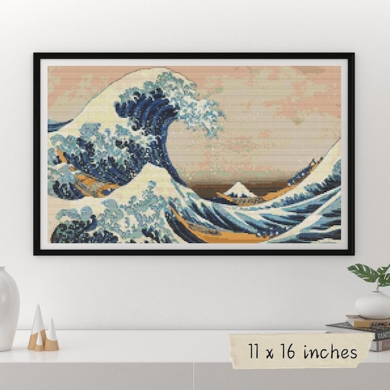 神奈川沖浪裏クロスステッチ図案、葛飾北斎、日本の浮世絵刺繍 - Etsy 日本