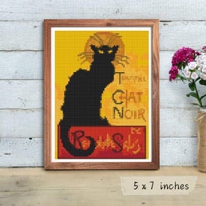 Chat Noir Mini Cross Stitch Kit, Théophile Steinlen, Animal Embroidery