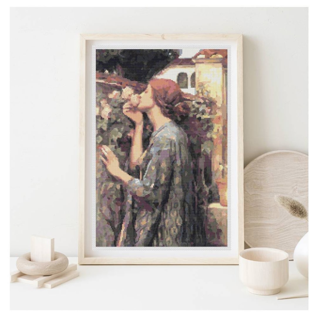 The Soul of the Rose Cross Stitch Pattern Woman Embroidery