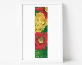 Summer Flowers Bookmark Cross Stitch Pattern Art Embroidery