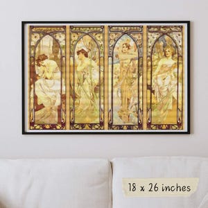 クロスステッチキット「The Times of the Day」、アルフォンス・ミュシャ、アール・ヌーヴォー刺繍