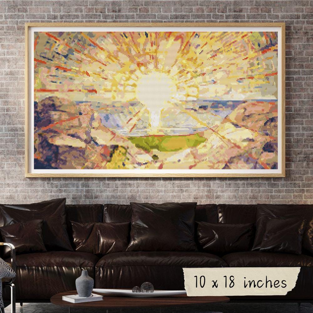 The Sun Cross Stitch Kit, Edvard Munch, Expressionist Abstract Embroidery