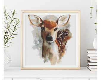 PATTERN PDF The Deer Cross Stitch Pattern, Animal Embroidery Chart PDF