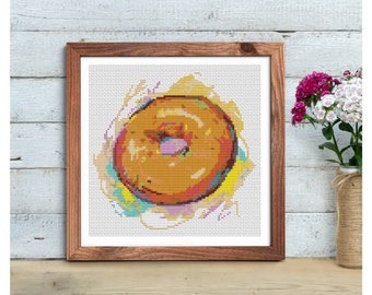 PATTERN PDF Delicious Donut Cross Stitch Pattern, Food Embroidery Chart PDF, Kitchen Series