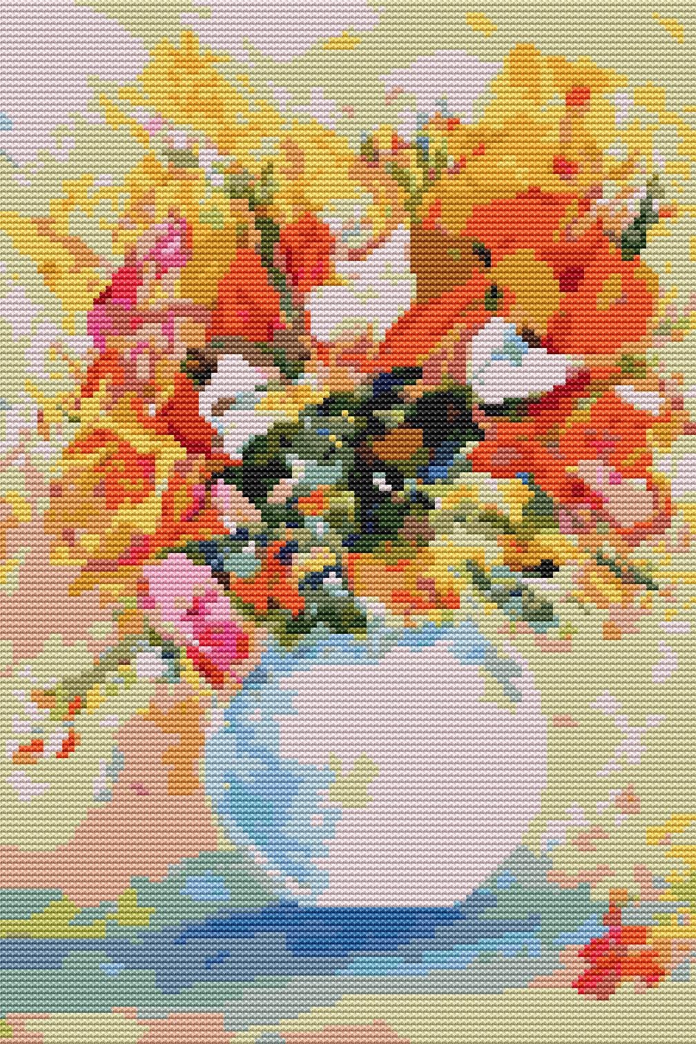 Flowers in a vase Cross Stitch Pattern PDF, Floral Embroidery - Etsy