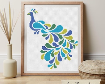 Abstract Peacock Cross Stitch Pattern