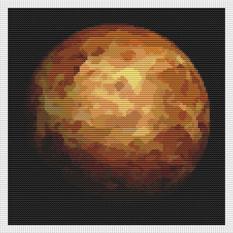 Venus Cross Stitch Pattern, DIY Space Embroidery Chart PDF, Planetary Series image 3