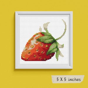 Strawberry Cross Stitch Pattern, Fruit Series, Food Embroidery