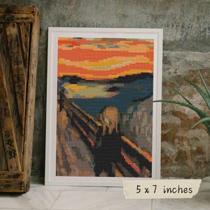 The Scream Mini Cross Stitch Pattern, Edvard Munch, Abstract Embroidery