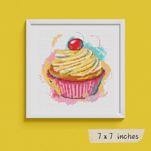Yummy Cupcake Cross Stitch Pattern PDF, Kitchen Series, Food Embroidery