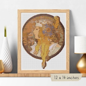 Byzantine Heads Blonde Cross Stitch Kit Alphonse Mucha Art Nouveau Embroidery