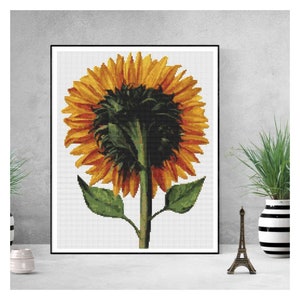 PATTERN PDF Sunflower Seen from the Back Cross Stitch Pattern, Floral Embroidery Chart PDF, Daniel Froesch