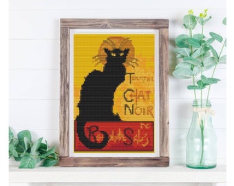 Chat Noir Cross Stitch Pattern Pdf Format Delivered by Email This is ...