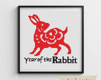 Year of the Rabbit Cross Stitch Pattern, Horoscope, Astrology, Chinese Zodiac Series