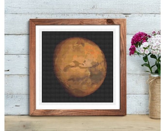 PATTERN PDF Mars Cross Stitch Pattern, Space Embroidery Chart PDF, Planetary Series