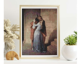 PATTERN PDF A Kiss Cross Stitch Pattern, Love Embroidery Chart PDF, Francesco Hayez