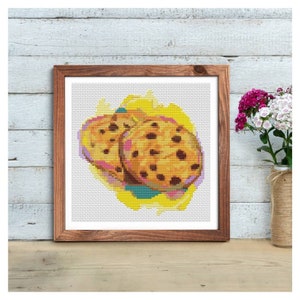 Chocolate Chip Cookies Cross Stitch Kit, Food Embroidery Kit, Kitchen Series