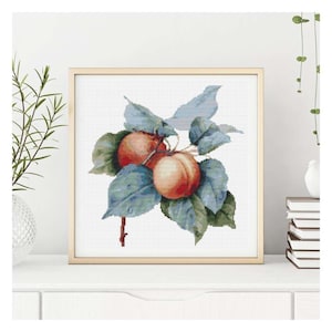 FULL KIT Apricots Cross Stitch Kit, Fruit Embroidery Kit, Pierre-Joseph Redoute image 1