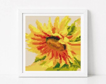 Zeit zum Aufstehen Kreuzstichmuster Sonnenblumen-Blumenstickerei