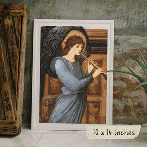 The Angel Cross Stitch Pattern, Sir Edward Burne-Jones, Religious Embroidery