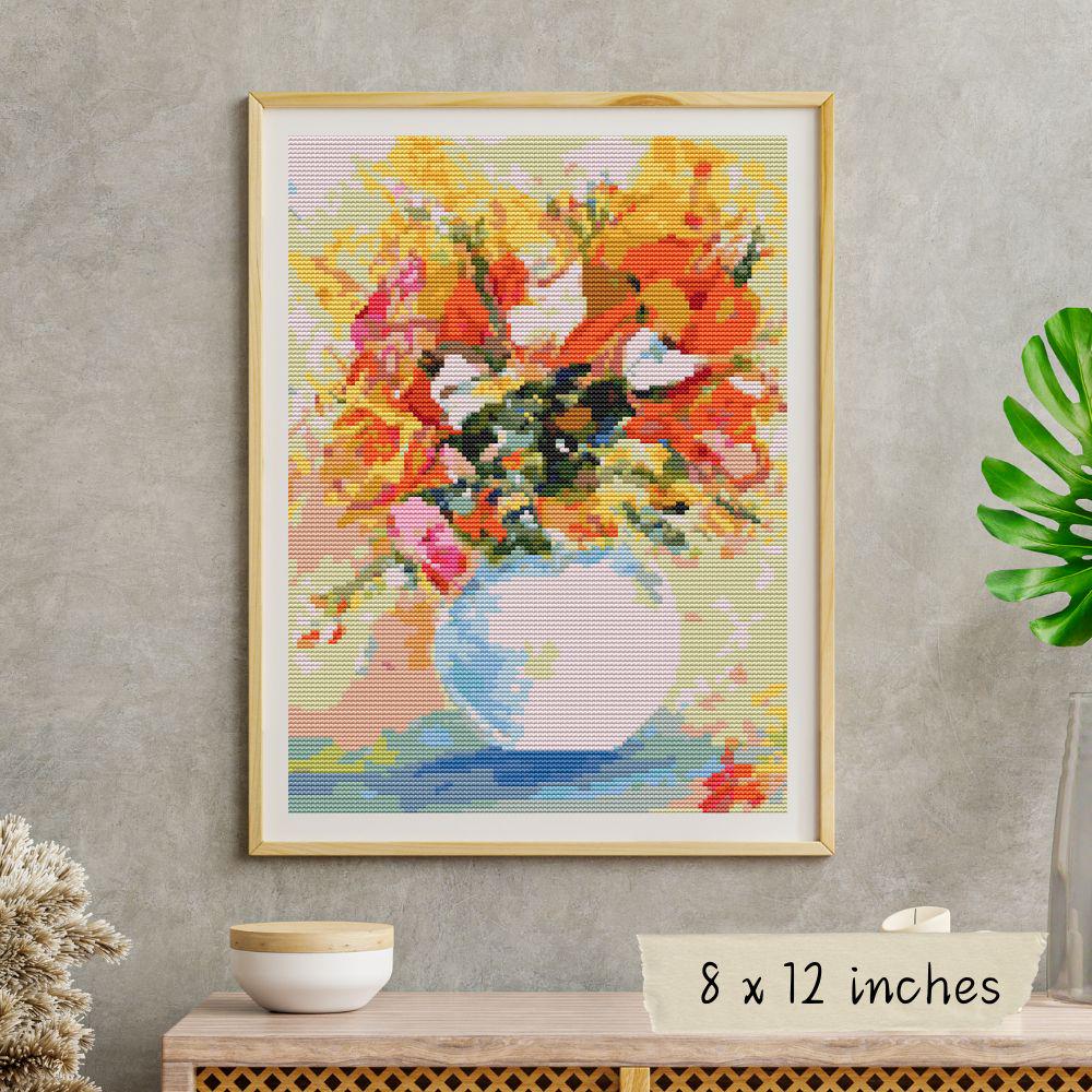 Flowers in a vase Cross Stitch Pattern PDF, Floral Embroidery - Etsy