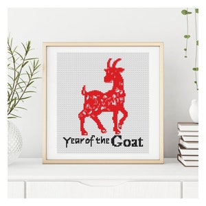 Beginner DIY Year of the Goat Cross Stitch Pattern, Horoscope Embroidery Chart PDF, Chinese Zodiac Series